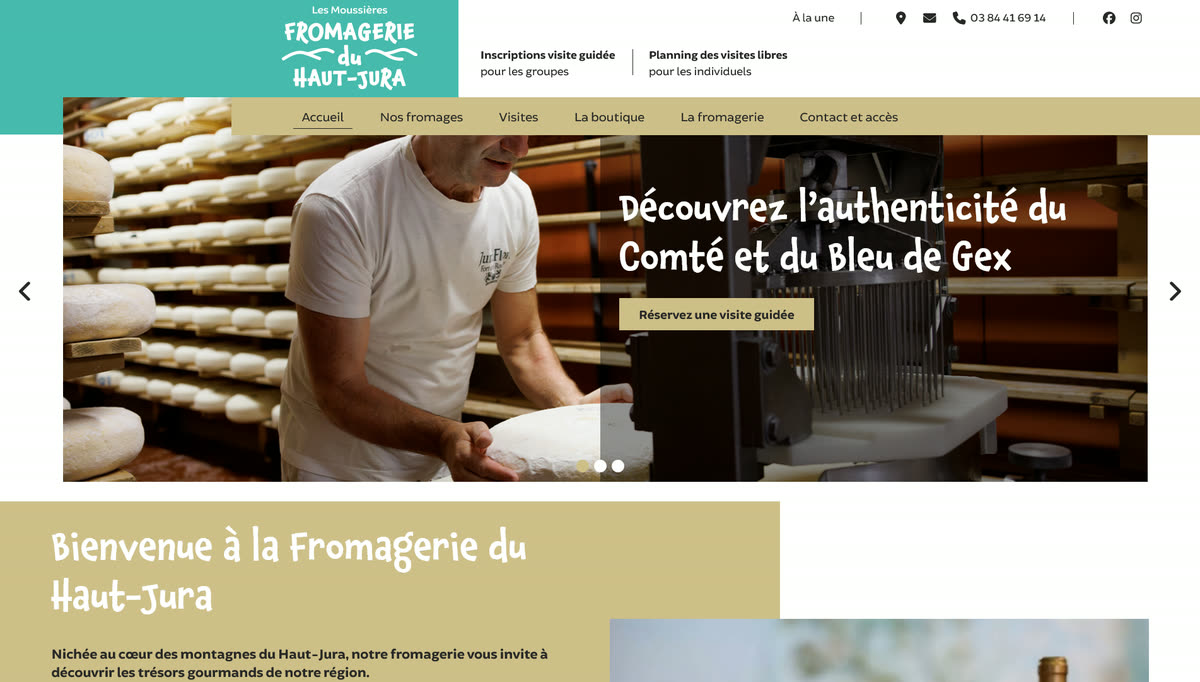Nouvelle page d'accueil du site de la Fromagerie du Haut-Jura