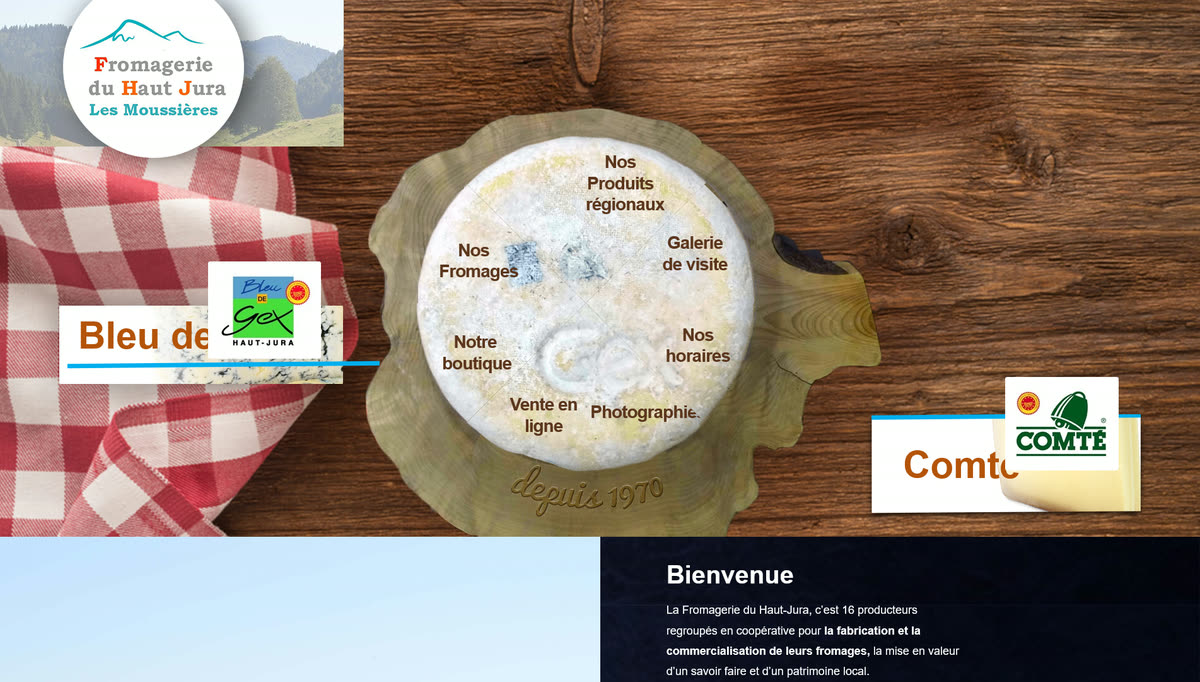 Ancienne page d'accueil du site de la Fromagerie du Haut-Jura